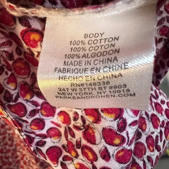 Parke & Ronen Red Apples S/S Buttoned Down Shirt - Sz. L - Picture 5 of 6